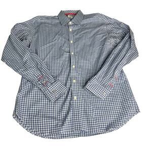 Jeremy Argyle NYC Men's sz Large Blue Plaid Button Down Shrt Long Sleeve Cotton